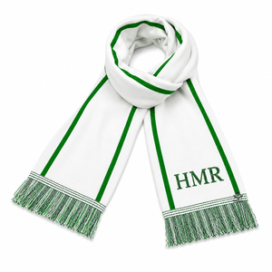 Greek Apparel Alpha Kapa Heritage Masonic Regalia Women White Green Acrylic Blend Warm Windproof Mid-Length Knit Scarf - Product Image 1
