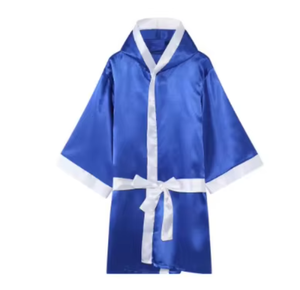PROFIT SPORTS Robe à capuche en satin rouge, bleu et noir avec ceinture à bordure blanche, pour l'entraînement aux arts martiaux, toutes saisons, respirante, en polyester - Product Image 3