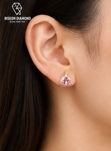 ต่างหูเม็ดเดี่ยวประดับเพชรขนาด18K สีเหลืองทองสามแฉกสำหรับผู้หญิงประดับด้วยเม็ดเดี่ยวชุบทองหรูหราแบบมินิมอล - Product Image 6