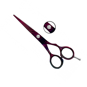 Ciseaux de coiffure de qualité supérieure, couleur noire, design ondulations arc-en-ciel, acier allemand, pour professionnels - Product Image 2