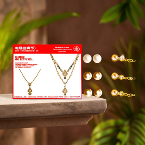 Elegant <b>Bridal</b> Fine <b>Jewelry</b> <b>Set</b> with Pota Stone and Pearl Earrings for Women-10575472GR - Product Image 3
