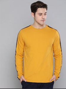 Chemise décontractée homme moutarde à manches courtes, double boutonnage, couleur unie, col tricoté, manches longues, pour l'été, 100 % coton - Product Image 1