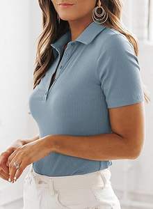 Camisetas Polo de Verano para Mujer, Estilo Urbano, Top Corto, Corte Cuadrado, Sexy, Transpirable, 100% Algodón - Product Image 3