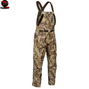 Men Outdoor Wetland Grass Camouflage Hunting Field Bib Overalls High Chest Sherpa Fleece Trim Adjustable Waist Belt Bib - Product Image 4