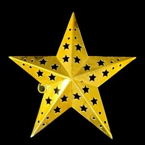 Stylish hanging star ornaments designed with festive symbols to celebrate the warmth, joy, and beauty of the <b>Christmas</b> season - Product Image 1