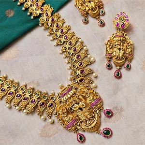 Fashion Jewelry Set Krishna Radha Long Haram Design - Product Image 2