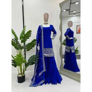 Tenue de soirée, taille XL, haut, bas et dupatta avec broderie et sequins - Product Image 3