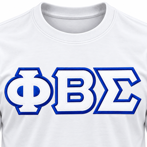 เสื้อยืดแขนสั้นสีขาวสำหรับผู้ชาย Phi Beta Sigma ปักตัวอักษรกรีกสีน้ำเงินเข้ม คอกลม ผ้าฝ้าย สวมใส่สบายๆ สำหรับฤดูร้อน - Product Image 5