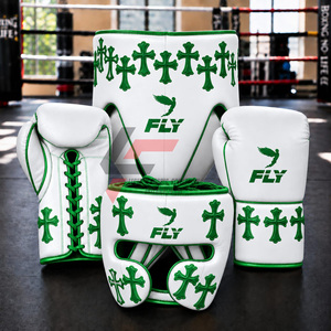 Ensemble de boxe en cuir véritable de qualité supérieure, artisanat haut de gamme, motif croisé, super confortable, ensemble de kickboxing professionnel - Product Image 2