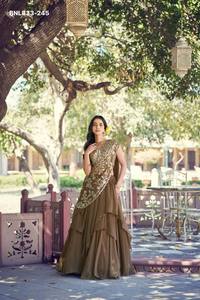 Blusa de diseño elegante con mármol y lentejuelas - Lehenga con volantes estilo cancan - Dupatta elegante lista para usar - Moda femenina - Product Image 2