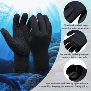 Guantes de Buceo de Secado Rápido Antideslizantes con Diseño Precurvado para Reducir la Fatiga de las Manos, Ideales para Surf, Paddle Boarding y Mantenimiento Acuático - Product Image 3
