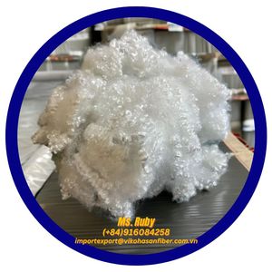 Fibres de polyester recyclé 100% blanches 4D HCS, certifiées GRS, fibres creuses conjuguées siliconées VIKOHASAN, ignifuges - Product Image 3