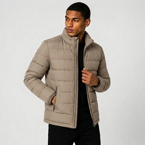 Ready to Ship Premium Custom <b>Canvas</b> Stand Collar Puffer <b>Jacket</b> OEM ODM Private Label Winter Outerwear for Clothing Brands - Product Image 3