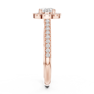 Bague en Moissanite Ovale Couleur D avec Halo et Pavé, Plaqué Or Rose sur Argent, Cadeau d'Anniversaire pour Petite Amie - Product Image 3
