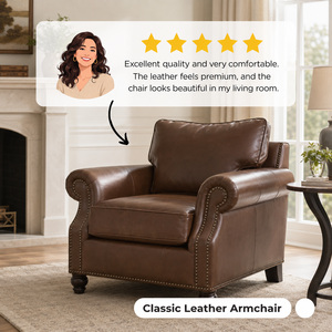 Fauteuil individuel moderne en cuir véritable avec accoudoirs roulés et structure en bois massif pour salons de luxe, chambres, salles de sport, villas et espaces extérieurs - Product Image 4