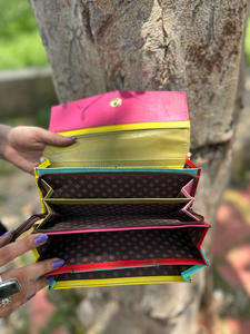 กระเป๋าคลัทช์หนังสำหรับผู้หญิงหนังขนสัตว์แท้รีไซเคิลหนังสัตว์มีสไตล์กระเป๋าสตางค์อเนกประสงค์สีรุ้งกระเป๋าใส่บัตร ATM - Product Image 6