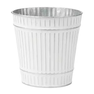 Pot de fleurs en métal galvanisé pour usage domestique, design côtelé blanc, durable, pour jardin extérieur, pour fleurs et plantes vertes - Product Image 1