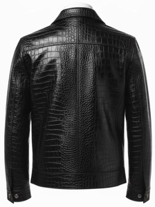 Chaqueta de Invierno para Hombre, de Cuero, con Cuello Alto y Logotipo Frontal - Product Image 4