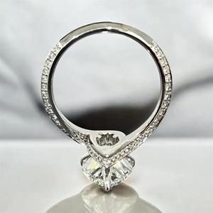 Anillo de compromiso con diamante talla pera, banda pavé retorcida, anillo solitario de oro blanco, anillo de promesa elegante para mujer - Product Image 2