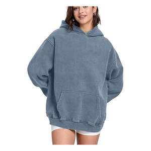Sudadera con capucha unisex de poliéster y algodón personalizada, lavada al ácido, de felpa francesa, estilo vintage, extragrande, de invierno, de peso pesado, corte holgado, color piedra. - Product Image 3