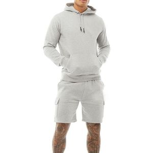 Ensemble survêtement homme en molleton imprimé 100 % coton, style streetwear, short et sweat à capuche, anti-odeur, léger, hiver - Product Image 4