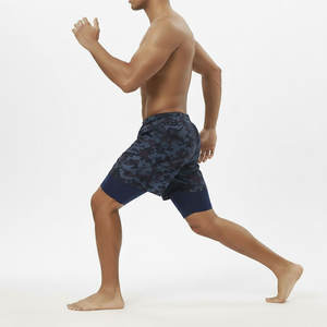 Shorts de sport pour hommes avec logo personnalisé, doublure, poches doubles, en spandex et polyester, pour l'entraînement sportif, la salle de sport, les exercices, 2 en 1 - Product Image 4