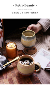 แก้วมักใส่นมเซรามิกเครื่องปั้นดินเผาแบบเรียบง่ายขนาด14ออนซ์แก้วกาแฟมีฝาปิดและที่จับทรงกลมความจุขนาดใหญ่ - Product Image 6