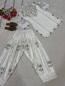 Women Designer <b>Dhoti</b> <b>Salwar</b> Suit Set with Dupatta Heavy Embroidery Work Indian Pakistani Ethnic Wedding Party Wear Outfit - Product Image 2