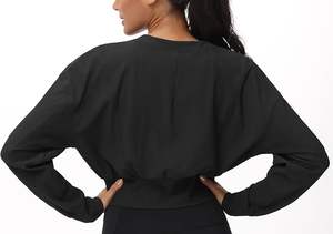 Sudadera corta con capucha para mujer, de invierno, ODM, con cremallera completa, manga larga, acanalada, ligera, informal, para entrenamiento, con cierre frontal - Product Image 5