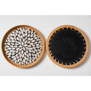 Plateau de service en rotin élégant en nacre pour la décoration de la maison plateau rond comme décoration de Table basse plateau en nacre fait à la main - Product Image 2