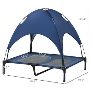 Lettino Portatile per Cani Blu Scuro da 36 Pollici con Tettuccio Parasole Anti-UV, Letto Rialzato per Animali Domestici, Arredo Elegante per Cuccioli - Product Image 3