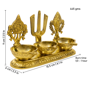 Juego de 3 Diyas de Latón para Namah, Lámpara de Aceite Triple Tradicional para Pooja - Product Image 2