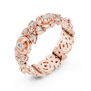 Anillo floral de oro rosa para mujer, anillo de boda con flor de cristal, regalo de joyería de moda de lujo para aniversario - Product Image 4