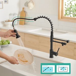 Robinet de cuisine purificateur noir mat extractible avec filtre pour évier et eau potable - Product Image 6