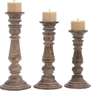 Support de bougie en bois artisanal luxueux, style antique, décoration décorative pour la maison - Product Image 1
