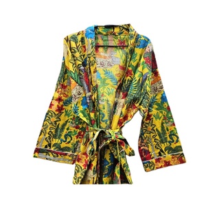 Kimono de algodón hecho a mano para mujer, estampado único, ropa de dormir de verano, cintura elástica, bata de dama de honor, talla única - Product Image 4