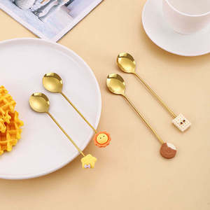Cute Cartoon Shape Stainless Steel Gold <b>Spoon</b> Set Korean Dessert Tea <b>Coffee</b> <b>Spoons</b> with Custom Gift Box - Product Image 3