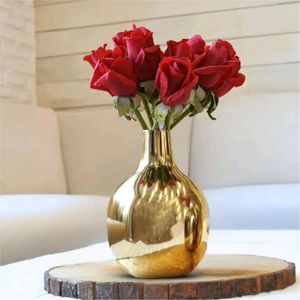 Vases de table ronds dorés nordiques en métal plaqué brillant pour centres de table, décoration de mariage et de fête, vente en gros - Product Image 1
