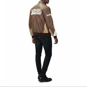 Chaqueta de Cuero Marrón Casual de Otoño para Hombre, Marca Leathertex, con Cuello Camisero, Estampado por Transferencia Térmica, Sin Relleno - Product Image 2