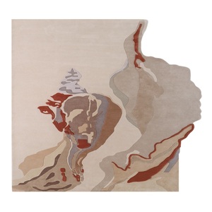 Alfombra Rectangular Moderna Abstracta de Lana de Nueva Zelanda Premium, Antideslizante, Hecha a Mano, de Pelo Alto, Modelo Shell-Houette Rust para el Hogar - Product Image 1