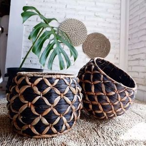 Paniers de décoration pour la maison en fibres de jacinthe d'eau – Conteneur de rangement écologique pour la maison – Vente en gros – Pot de plantes léger et durable - Product Image 5