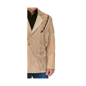 Solid Trader Classic <b>Brown</b> Suede Fringe <b>Leather</b> <b>Jacket</b> Western Style Tassel Outerwear Professional Finish - Product Image 3