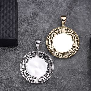 Silver Lab Grown Diamond Luxury Gold Plated IGI Certified Unisex Photo Greek Key Personalized <b>Memory</b> Pendant Custom Necklace - Product Image 4