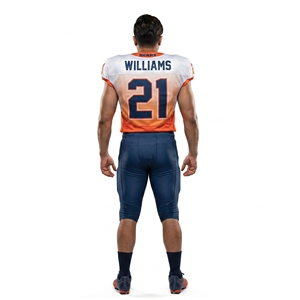 Jersey de Fútbol Americano Personalizado para Mujer, Talla 6XL, 250GSM, Malla de Spandex, Color Naranja Degradado, Cuello en V, Manga Corta, Nombre del Equipo Impreso por Sublimación - Product Image 2