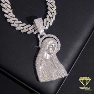 Luxury Spiritual Figure Pendant With Moissanite Diamond 925 Sterling Silver Fully Iced Statement Necklace - Product Image 2