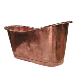 อ่างอาบน้ำแบบลอยตัวสุดหรูจาก Axiom Home Accents ผลิตจากทองแดงทำมือพร้อมการตกแต่งแบบโบราณสำหรับห้องน้ำสมัยใหม่ - Product Image 1