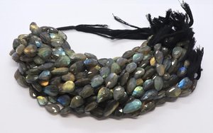 Labradorite naturelle facettée en forme de poire, taille briolette 10x14 mm, perles de labradorite à trou droit, 10 pouces, pour bijoux - Product Image 2