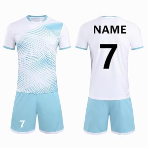 Ensemble de maillots de football personnalisés pour hommes, sublimation, bleu clair, imprimé géométrique, respirant, manches courtes, kit uniforme SkyLike 100% polyester - Product Image 1