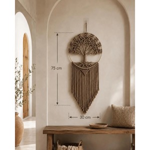 Tapiz de Pared de Macramé Bohemio de Calidad Garantizada, Diseño de Árbol, Forma Circular, Decoración para el Hogar, para Dormitorio - Product Image 5