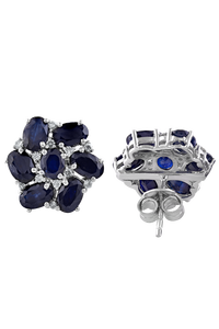 Pendientes de Diamante y Zafiro Azul en Plata de Ley 92.5 KLST-30628 - Product Image 4
